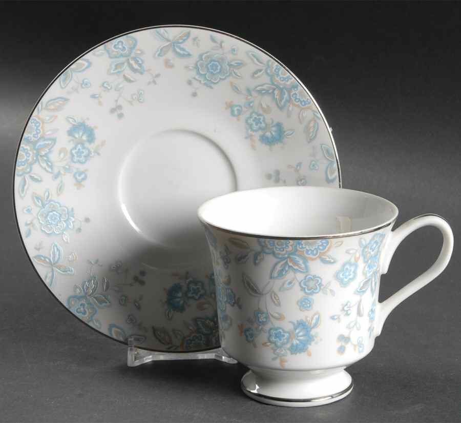 Blue Meadows Footed Cup & Saucer Set by Towne-1