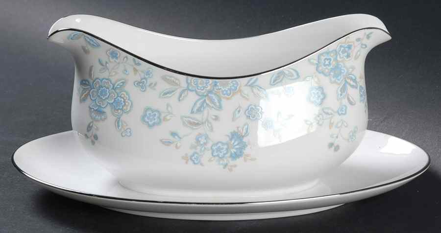 Blue Meadows Gravy Boat with Attached Underplate by Towne-1