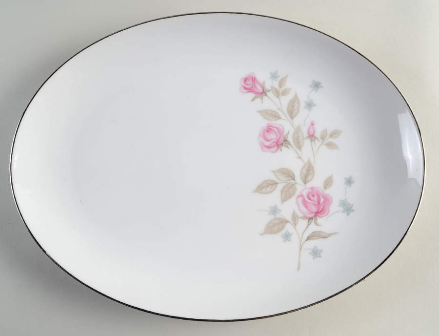 Dawn Rose (Japan) 14" Oval Serving Platter by Towne-1