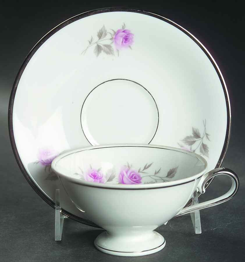 Dawn Rose (Bavaria, Germany) Footed Cup & Saucer Set by Towne-1