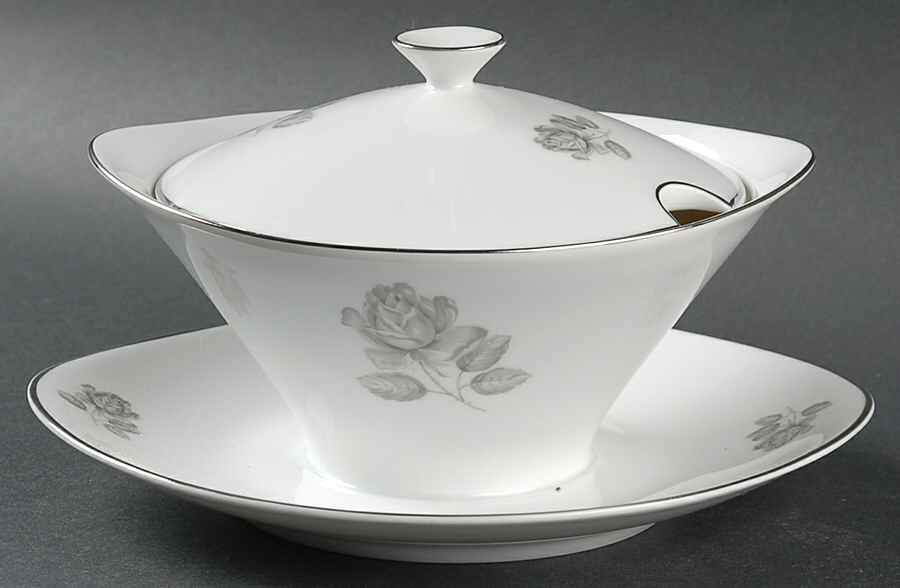 Ebony Rose Gravy Boat w/Attached Underplate & Lid by Towne-1