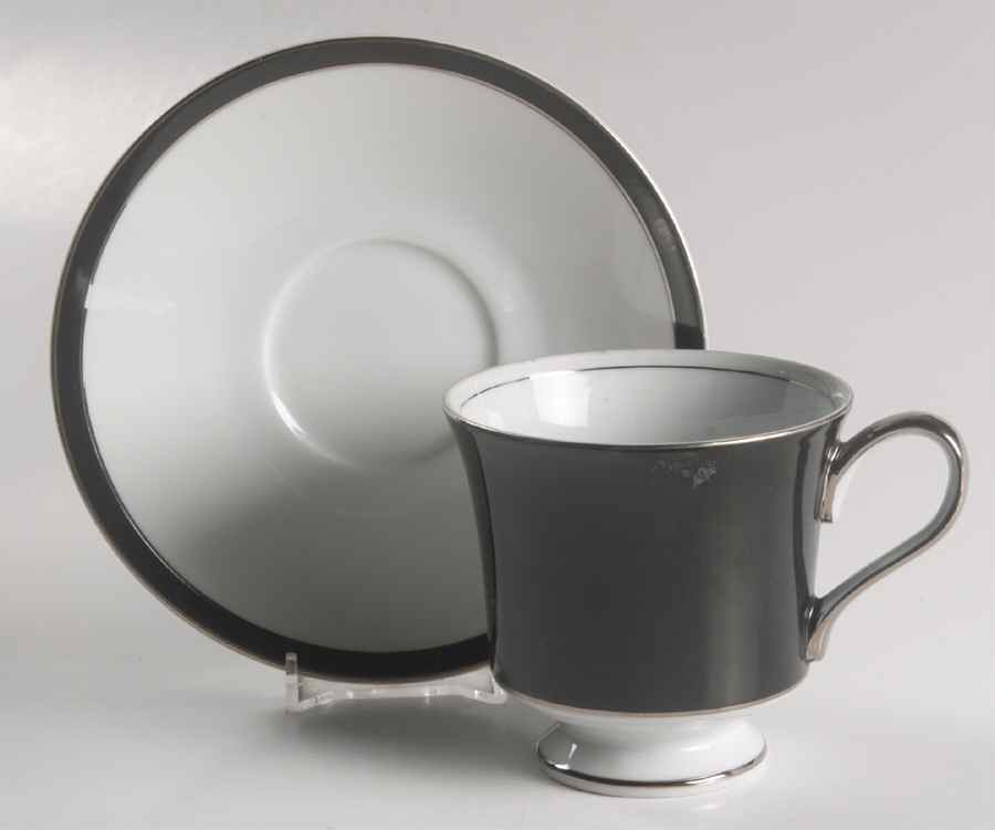 Midnight Halo Footed Cup & Saucer Set by Towne-1