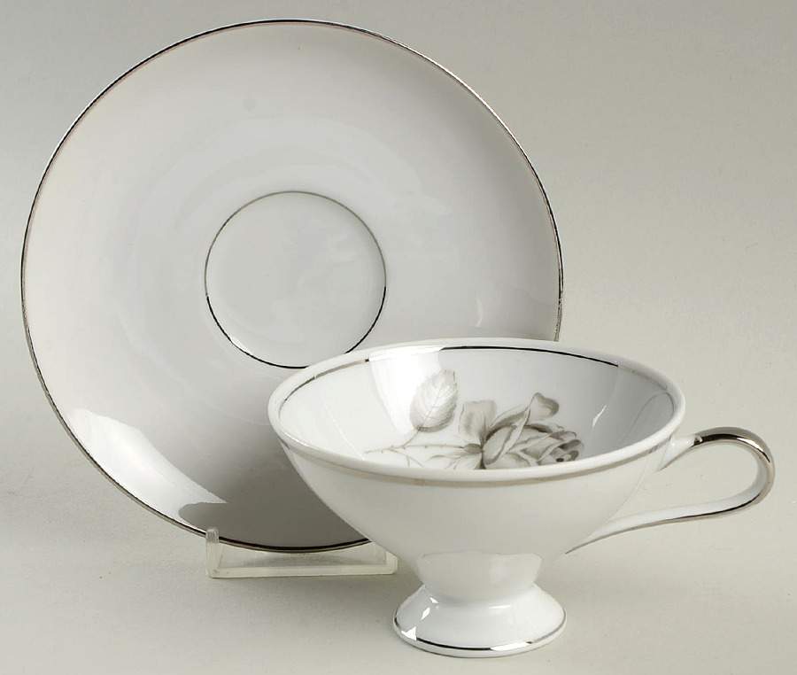 Midnight Rose Footed Cup & Saucer Set by Towne-1