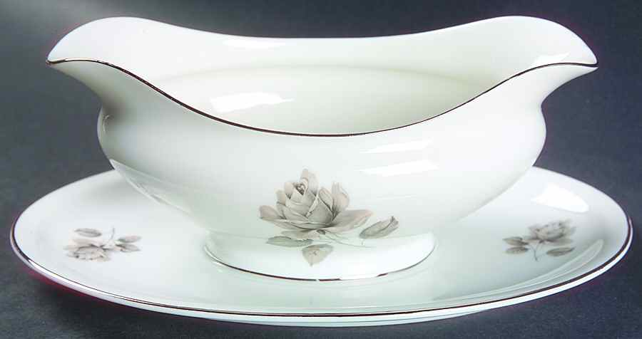 Moonlight Rose Gravy Boat with Attached Underplate by Towne-1
