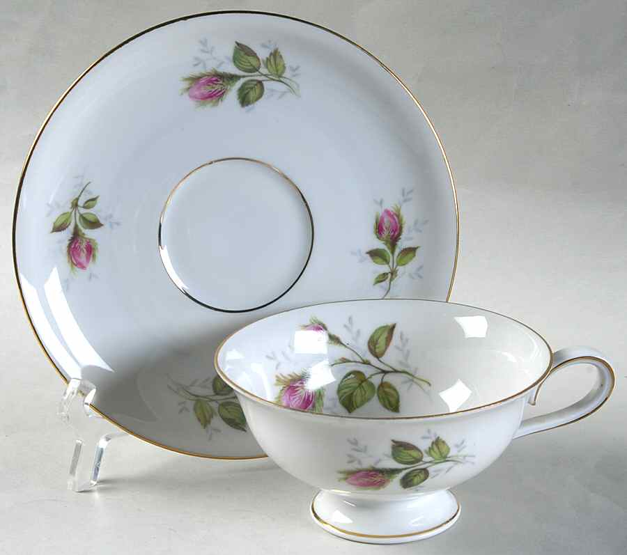 Moss Rose Footed Cup & Saucer Set by Towne-1