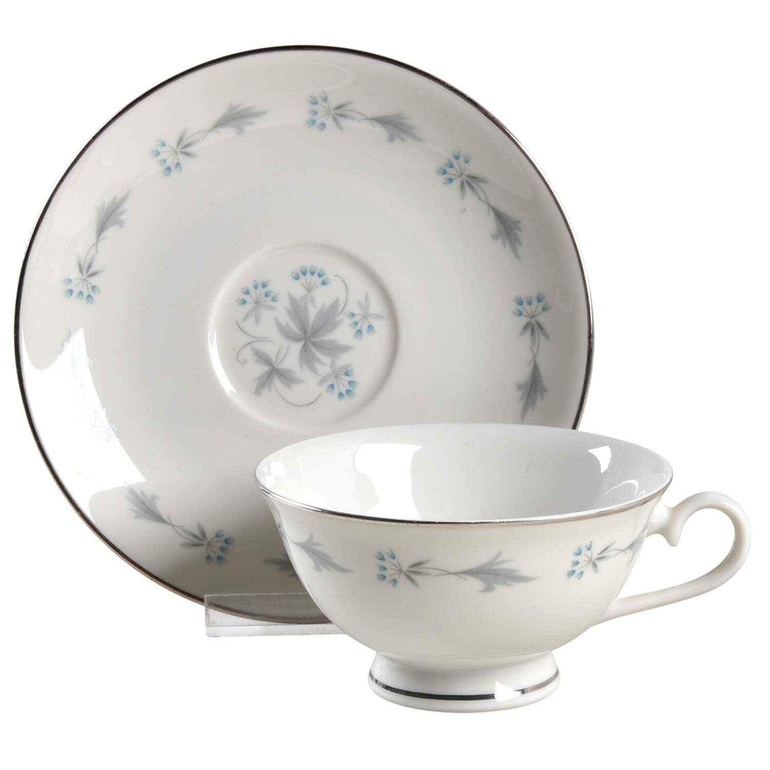 Rhapsody (Center Floral) Footed Cup & Saucer Set by Towne-1