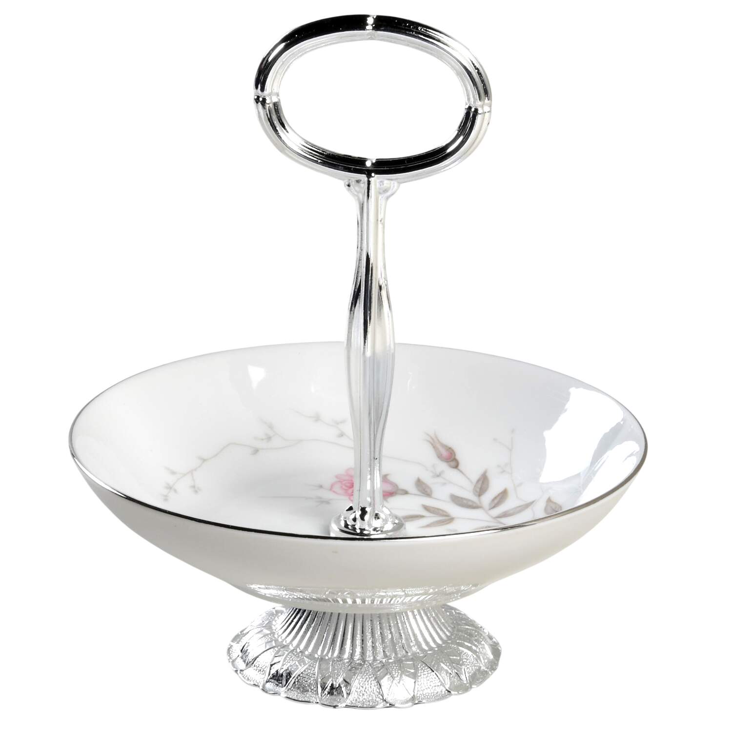 Roselle 6"-7" Handled Footed Nut Dish HC by Towne-1