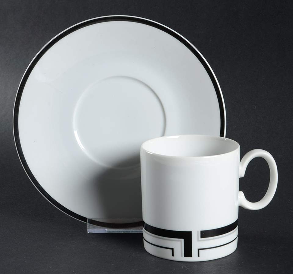 Noir Flat Cup & Saucer Set by Toscany-1
