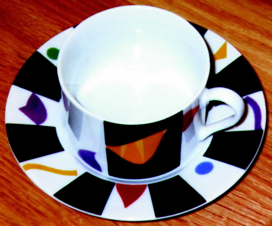 Trylon (Black Rim) Flat Cup & Saucer Set by Toscany-1