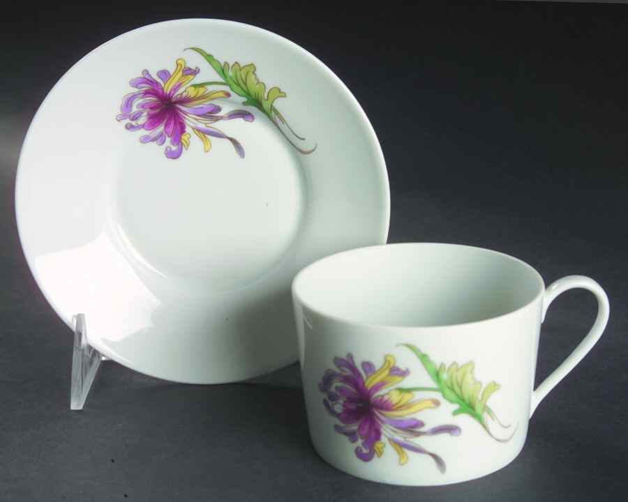 Dahlia Flat Cup & Saucer Set by Royal Limoges-1