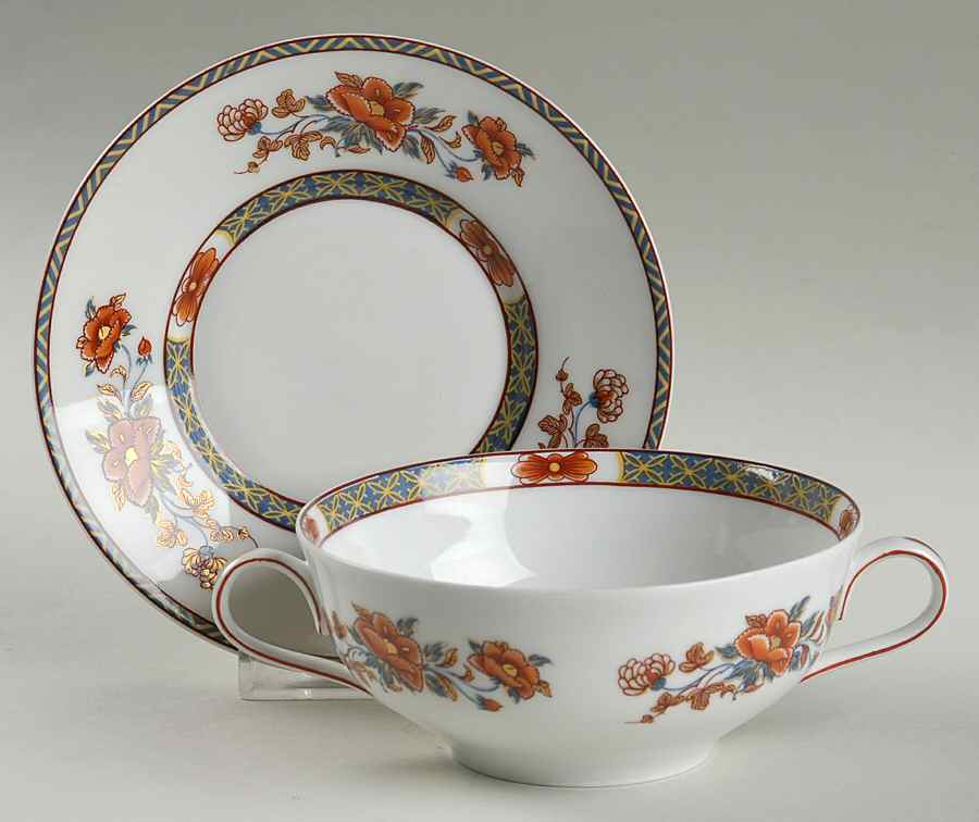 Mandarin Flat Cream Soup Bowl & Saucer Set by Royal Limoges-1