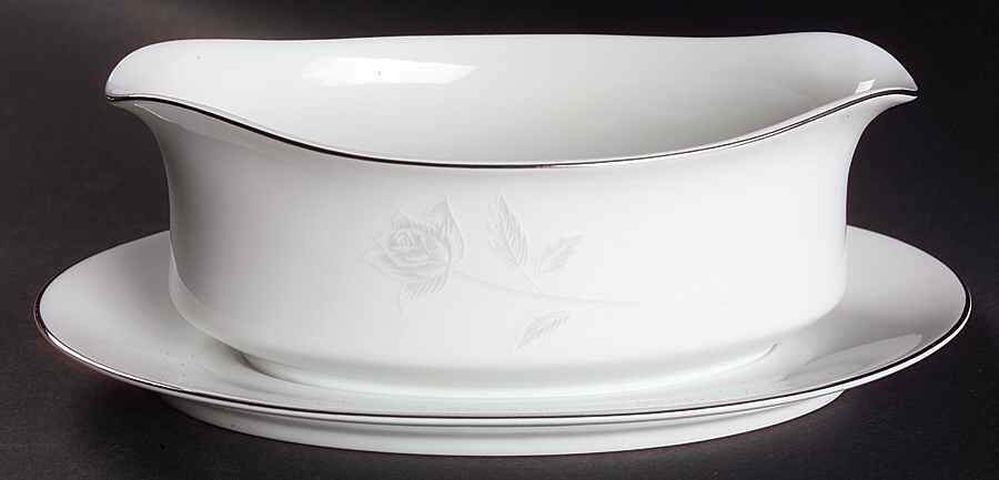 Eternal Rose Gravy Boat with Attached Underplate by Treasure Chest-1