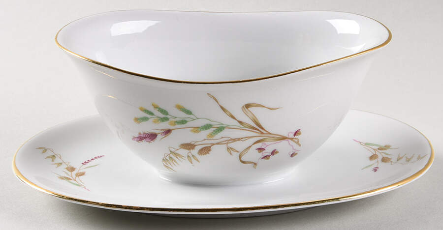 Harvest Bouquet Gravy Boat with Attached Underplate by Treasure Chest-1