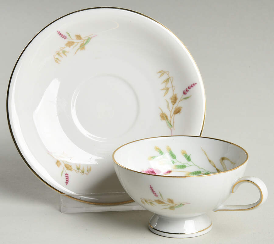 Harvest Bouquet Footed Demitasse Cup & Saucer Set by Treasure Chest-1