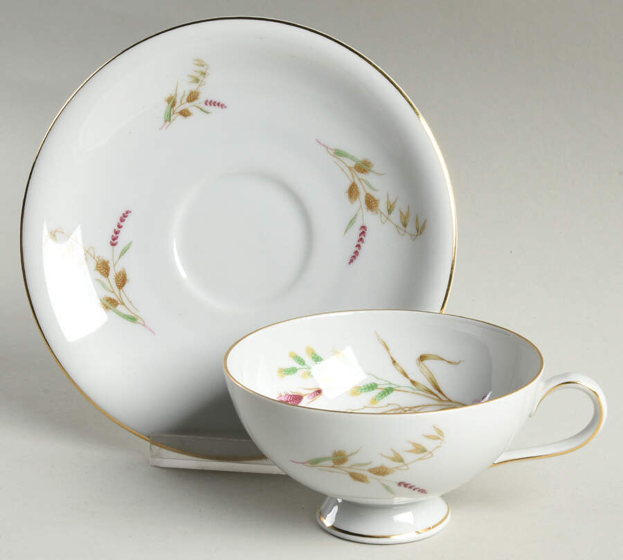 Harvest Bouquet Footed Cup & Saucer Set by Treasure Chest-1