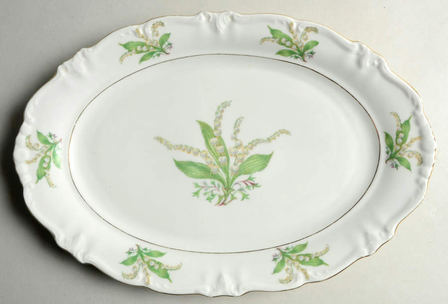 Lily of The Valley 12" Oval Serving Platter by Treasure Chest-1