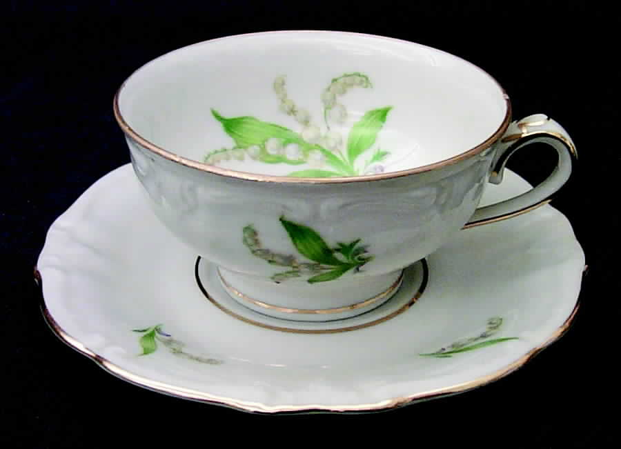 Lily of The Valley Footed Demitasse Cup & Saucer Set by Treasure Chest-1