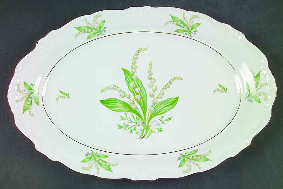 Lily of The Valley 13" Oval Serving Platter by Treasure Chest-1