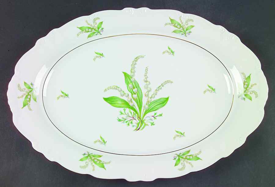 Lily of The Valley 15" Oval Serving Platter by Treasure Chest-1