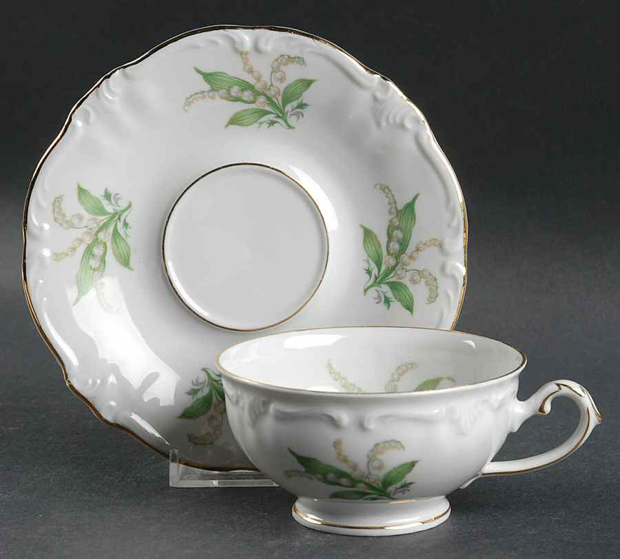 Lily of The Valley Footed Cup & Saucer Set by Treasure Chest-1