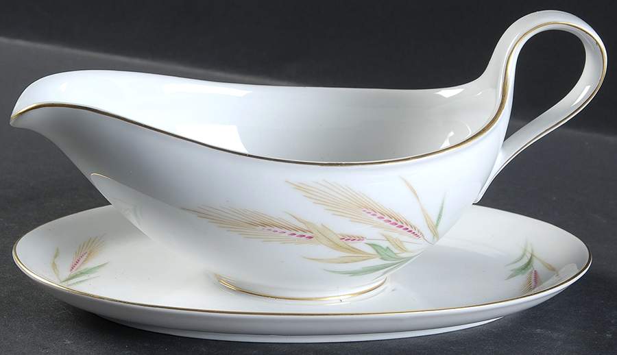 Wheat Gravy Boat with Attached Underplate by Treasure Chest-1