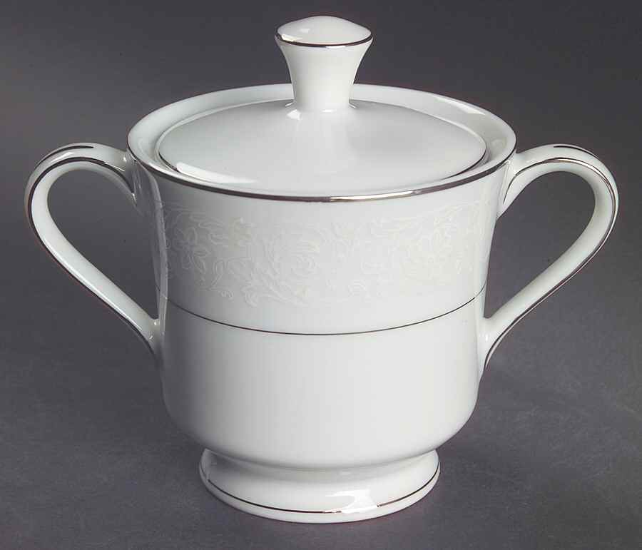 White Lace Sugar Bowl & Lid by Treasure Chest-1