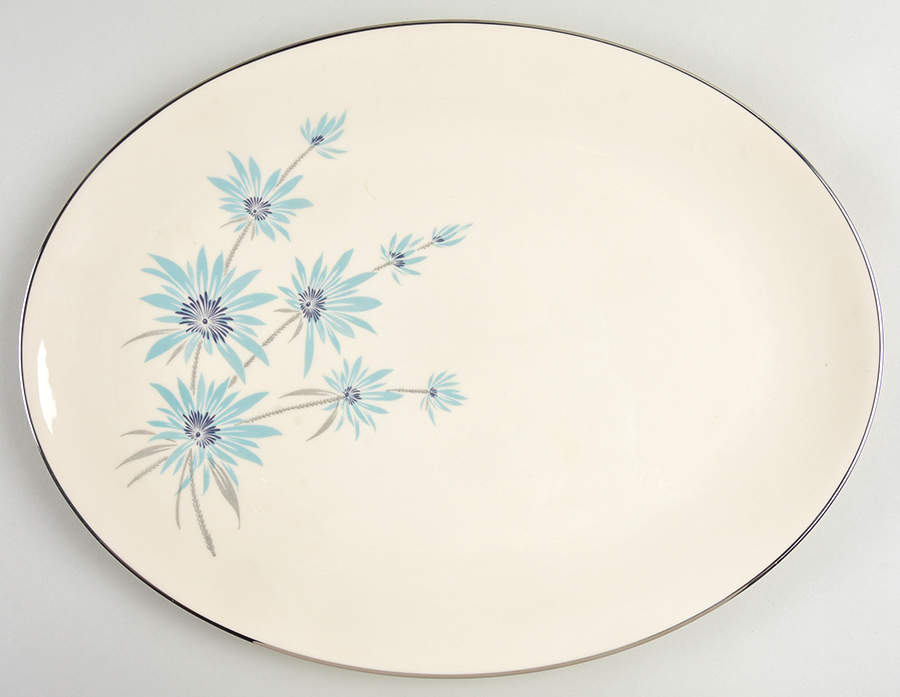 Blue Lark 14" Oval Serving Platter by Triomphe-1