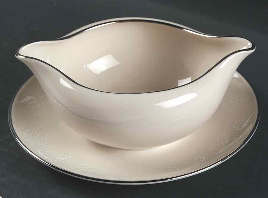 Leaf Lace Gravy Boat with Attached Underplate by Triomphe-1