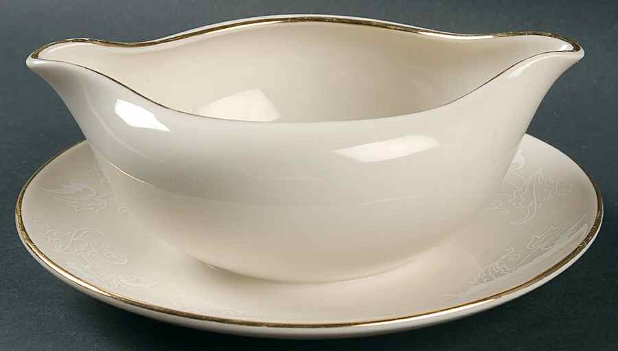 Leaf Lace Gravy Boat with Attached Underplate by Triomphe-1
