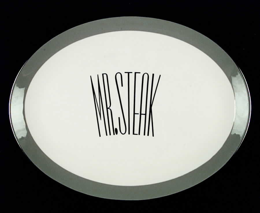 Mr & Mrs. Steak 14" Oval Serving Platter by Triomphe-1