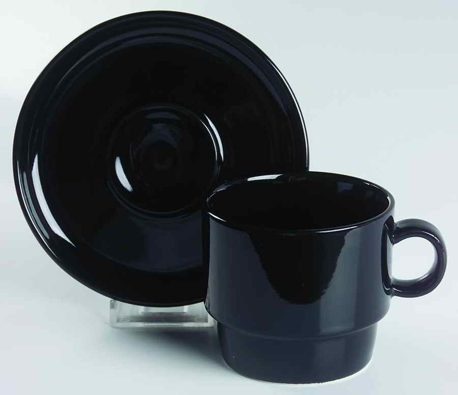 Bauhaus Black Flat Cup & Saucer Set by Trend Pacific-1