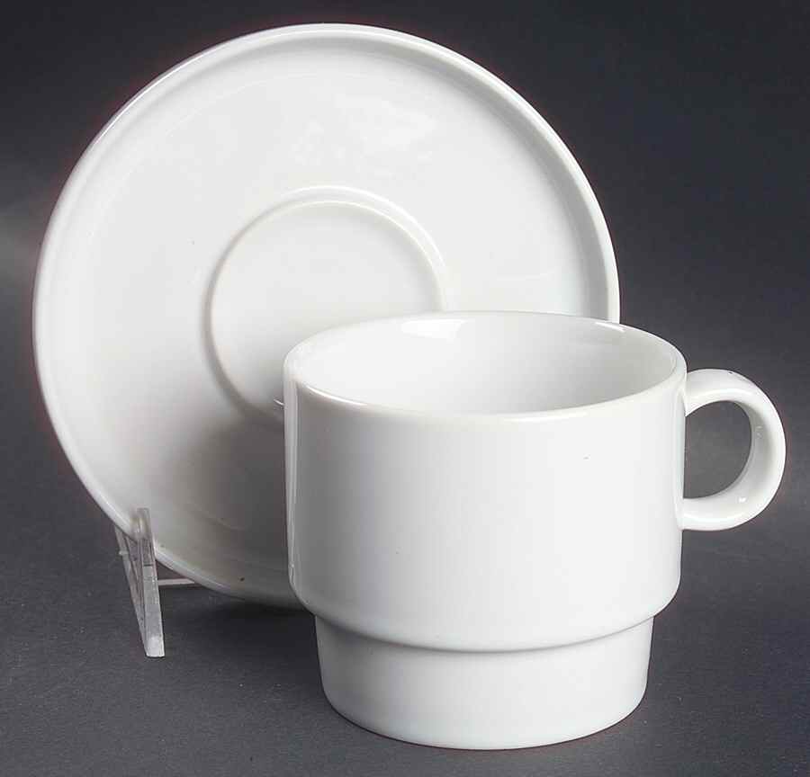 Bauhaus White Flat Cup & Saucer Set by Trend Pacific-1