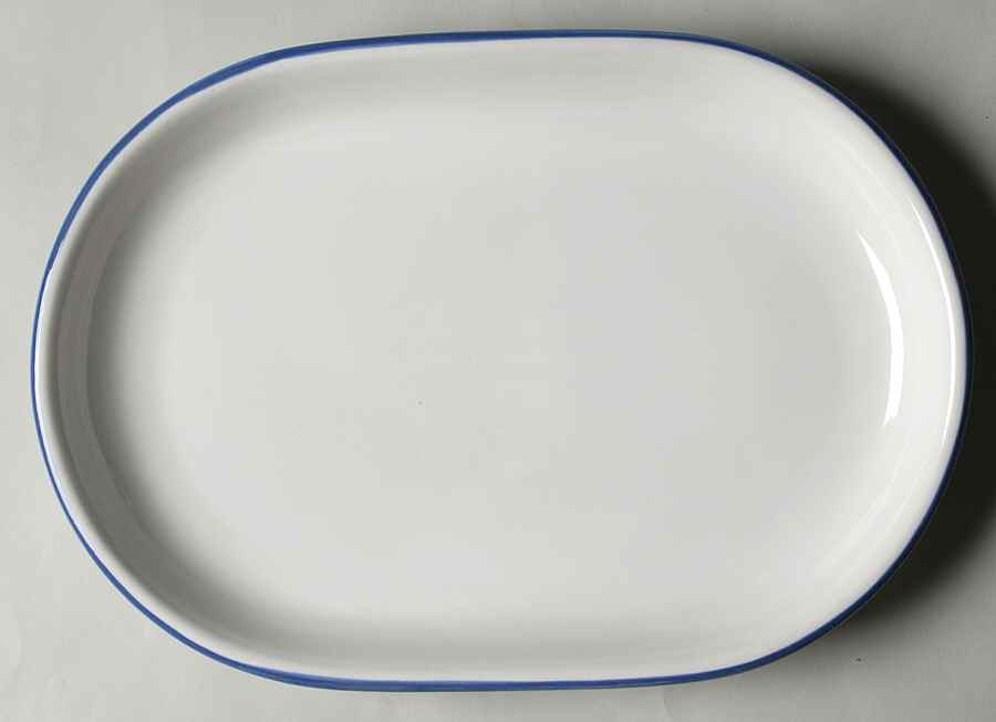 Galaxy Blue Banded 12" Oval Serving Platter by Trend Pacific-1