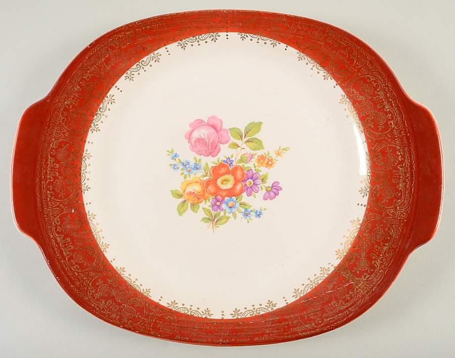 Meissen Rose Red 13" Oval Serving Platter by Limoges-American-1