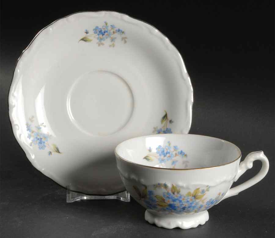 Forget Me Nots Footed Cup & Saucer Set by Toscport-1