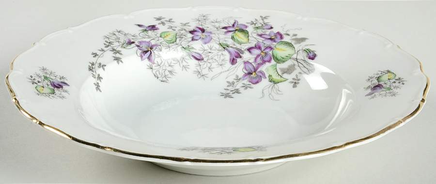 Spring Violet (Scroll Edge Only) Rim Soup Bowl by Toscport-1