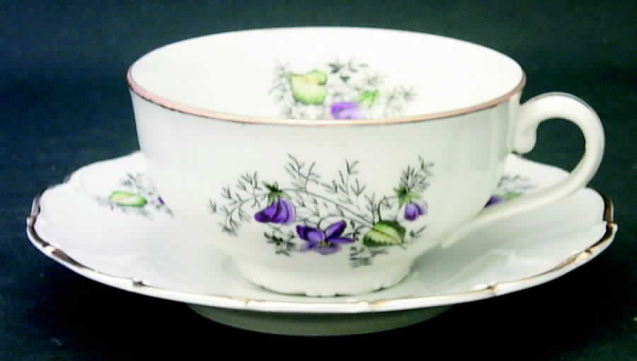 Spring Violet (Scroll Edge Only) Flat Cup & Saucer Set by Toscport-1