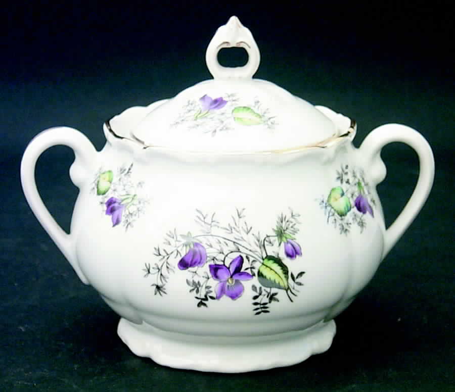 Spring Violet (Scroll Edge Only) Sugar Bowl & Lid by Toscport-1