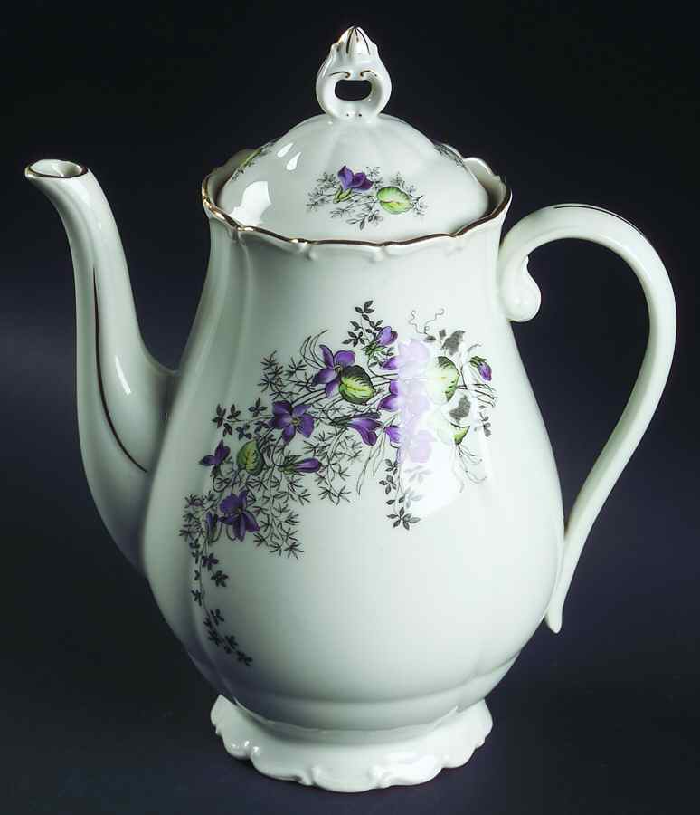 Spring Violet (Scroll Edge Only) Coffee Pot & Lid by Toscport-1