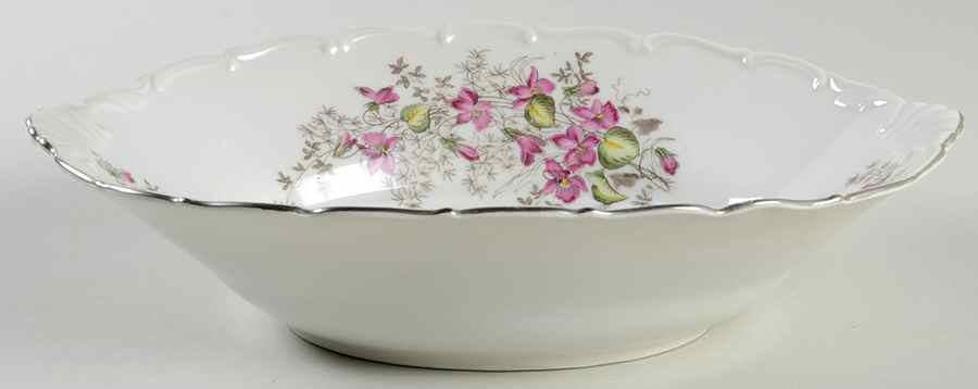 Spring Violet (Scroll Edge Only) 10" Oval Vegetable Bowl by Toscport-1