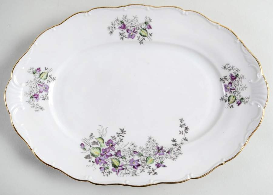 Spring Violet (Scroll Edge Only) 12" Oval Serving Platter by Toscport-1