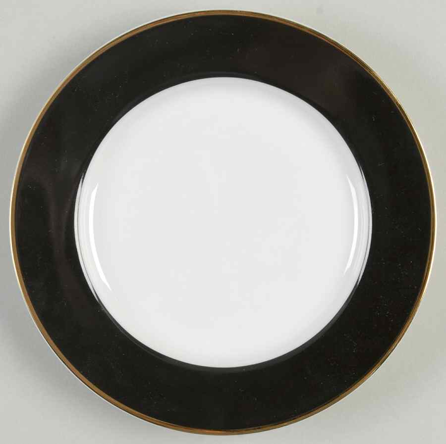 Halo Black (Gold Trim) Bread & Butter Plate by Ten Strawberry Street-1