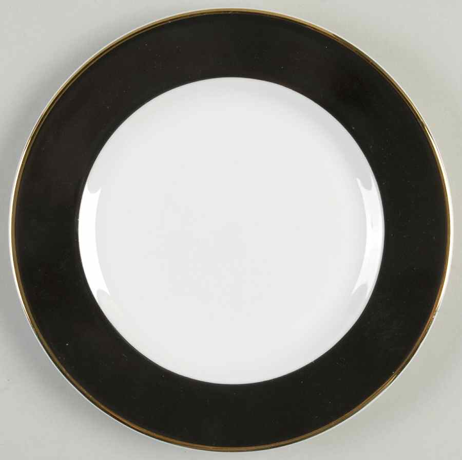 Halo Black (Gold Trim) Salad/Dessert Plate by Ten Strawberry Street-1