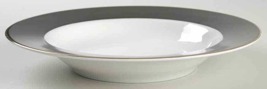 Halo Black (Gold Trim) Large Rim Soup Bowl by Ten Strawberry Street-1
