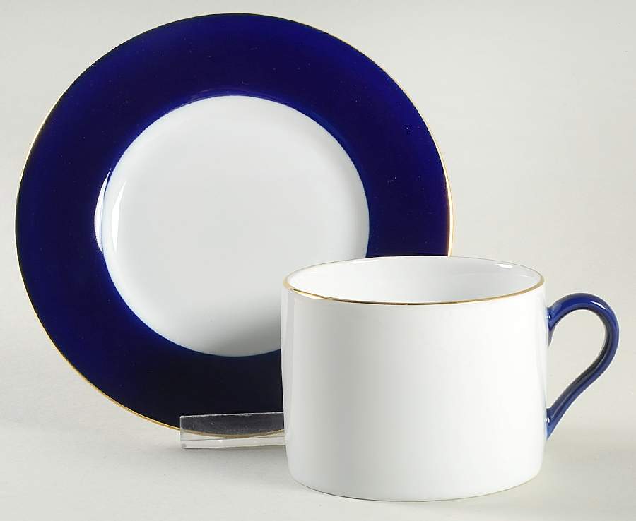 Halo Cobalt Flat Cup & Saucer Set by Ten Strawberry Street-1
