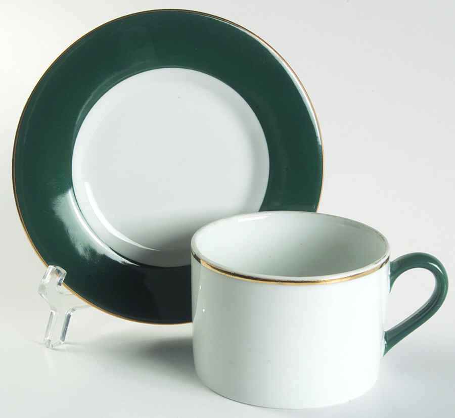 Halo Green Flat Cup & Saucer Set by Ten Strawberry Street-1