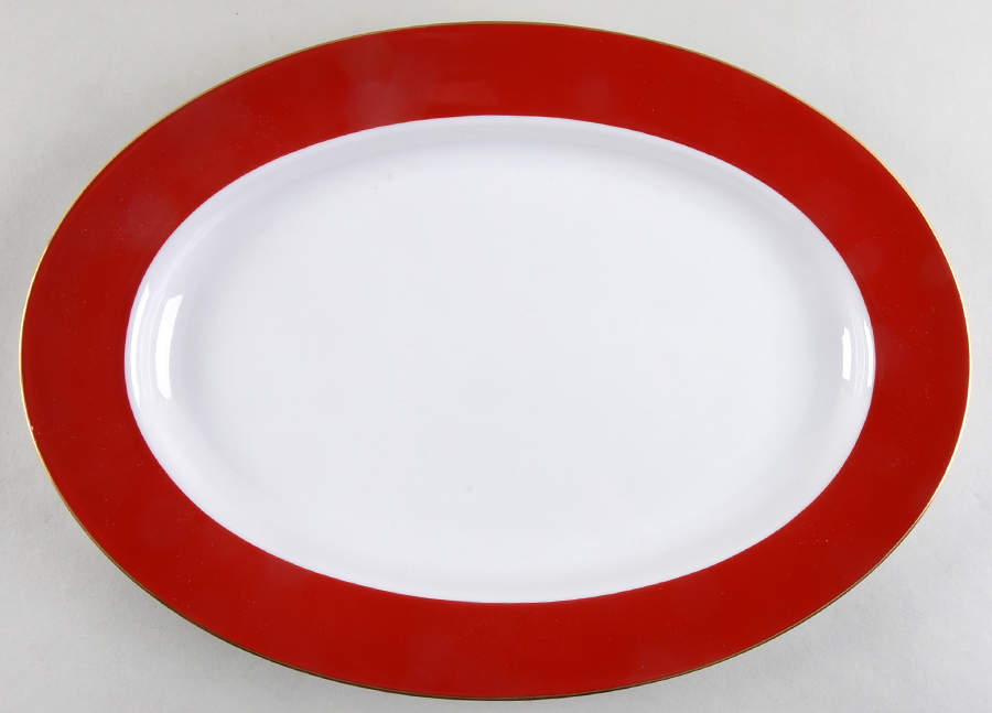 Halo Red 13" Oval Serving Platter by Ten Strawberry Street-1