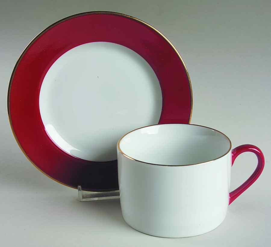 Halo Red Flat Cup & Saucer Set by Ten Strawberry Street-1