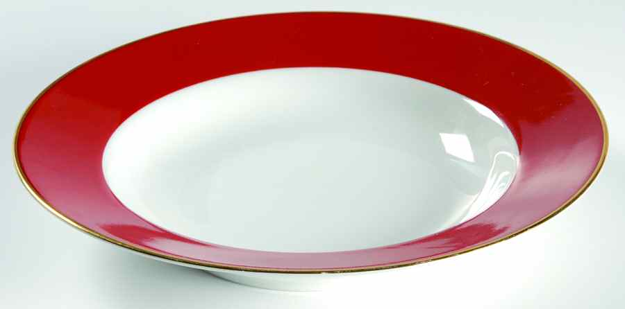 Halo Red Large Rim Soup Bowl by Ten Strawberry Street-1