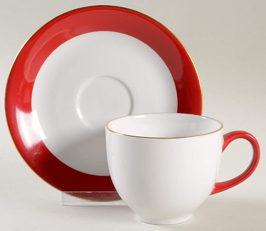 Halo Red Flat Cup & Saucer Set by Ten Strawberry Street-1